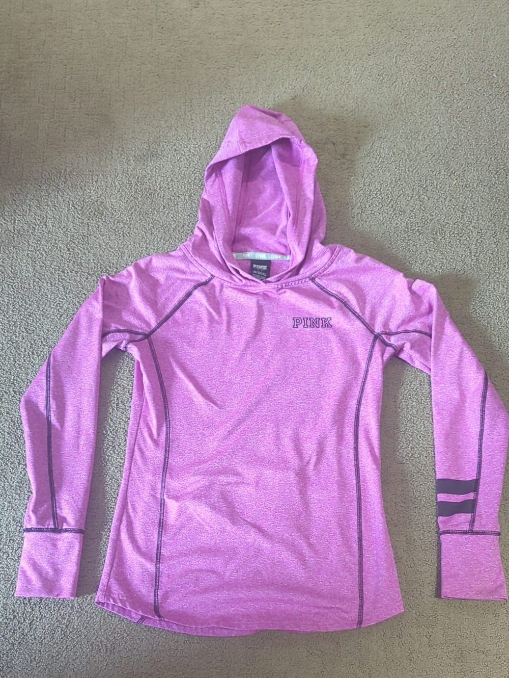 PINK Victoria's Secret Long-Sleeve Hooded Shirt - Heather Pink